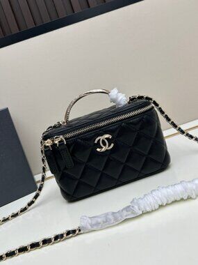 Chanel. black chain top-handle and crossbody bag
